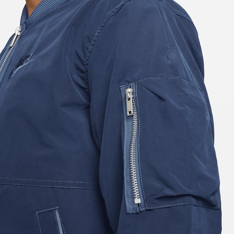 Nike Embroidered Logo Zip-Up Baseball Collar Long Sleeve Flight Jacket Men Jackets Midnight-Navy FD0952-451