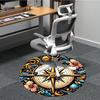 1 Stück Kompass Floral Büro Runder Teppich, Innenmatte Geeignet für Büro, Unter Bürostühlen Schlafzimmer Wohnzimmer Heimdekoration, Raumdeko