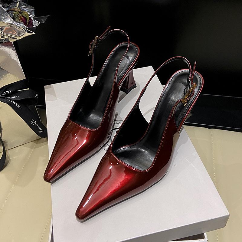 2025 spring and autumn new bag head with sandals women's thin heels shallow mouth shoes pointed temperament high heels