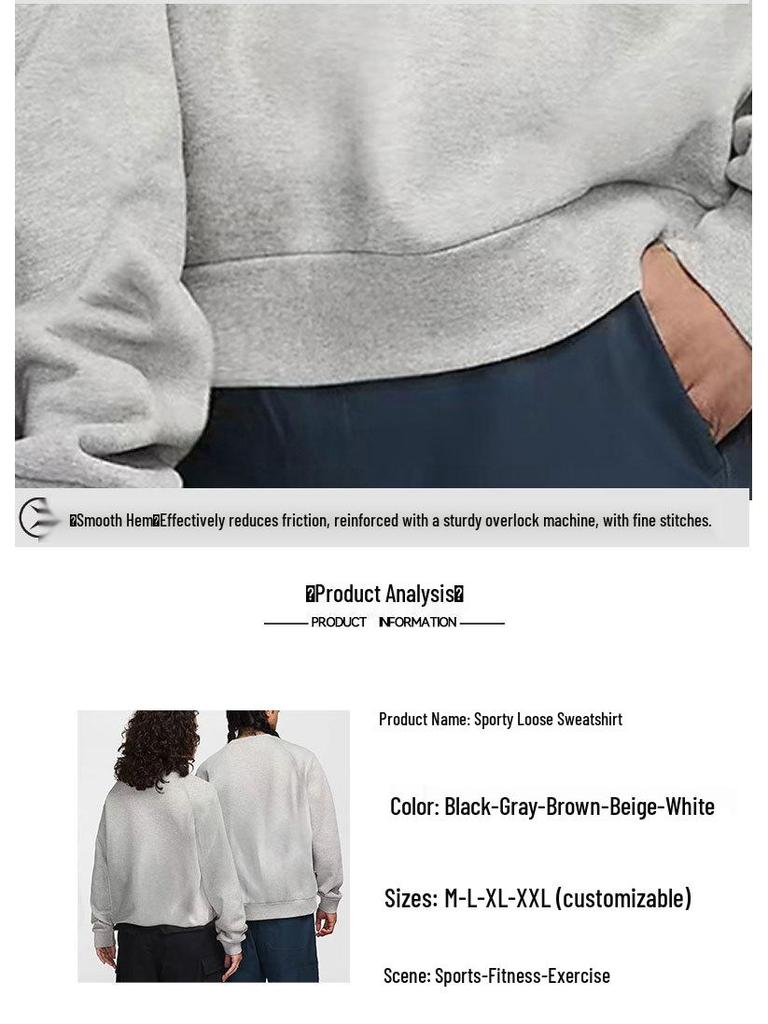2024 Autumn/Winter Men's Heavyweight American Crewneck Sweatshirt - High Quality, Long Sleeve, Loose Fit