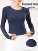 Herbst/Winter Schlank geschnittenes Rundhals Yoga T-Shirt: Hochwertiges lässiges Langarmshirt mit hoher Elastizität für Laufen & Bodycon Fitness