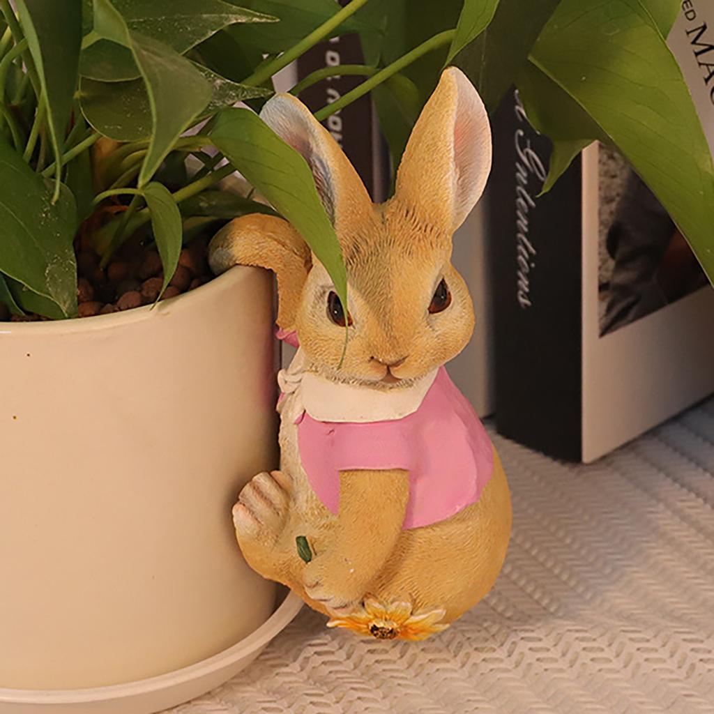 Easter Climbing Rabbit Garden Statue  Statue Hanging Bunny Decorations Planter Fence