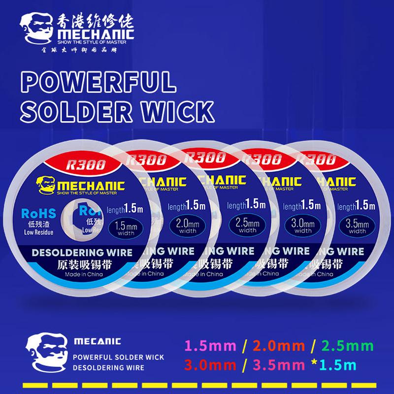 MECHANIC BGA Desoldering Braid Solder Wick 1.0mm 1.5mm 2.0mm 2.5mm 3.0mm 3.5mm 4.0mm Tin Remover Wire Wick Soldering Accessory