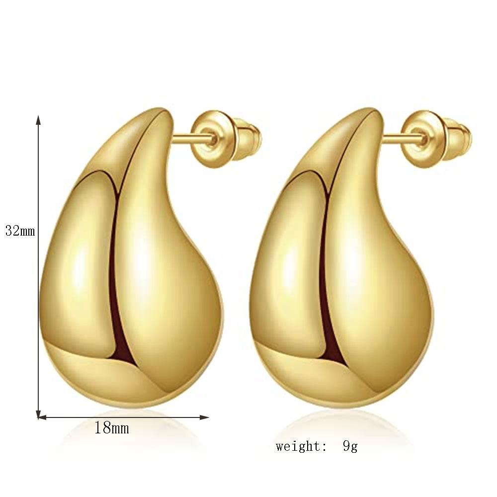Chunky Gold Hoops Earrings for Women, Lightweight Drop Hoops Earrings with 18K Real Gold Plated Trendy Zircon for Girls Women