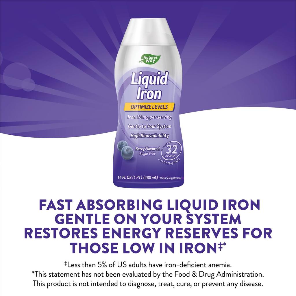 Nature's Way Liquid Iron, Berry, 16 Fl Oz (480 Ml)