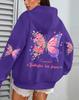 Butterfly Love Floral Print Women's Fleece Hoodie - Loose Fit with Pockets