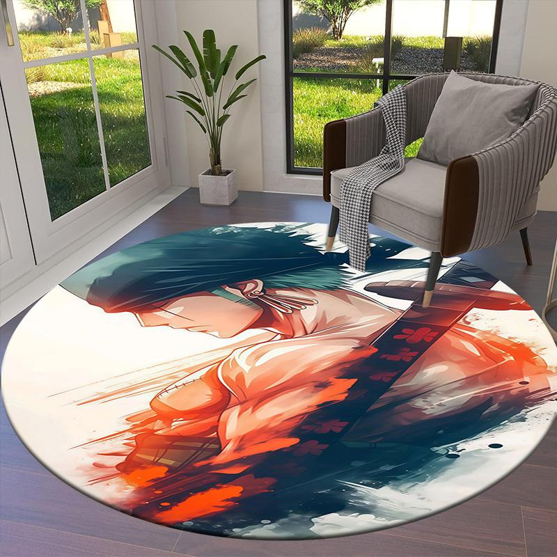 Roronoa Zoro Round Area Rug Carpet Rug For Living Room Bedroom Sofa Playroom Decor Nonslip Floor Mat
