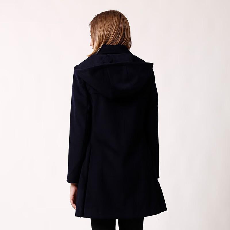 Anlom Women's Hooded Mid-Length Wool Blend Coat