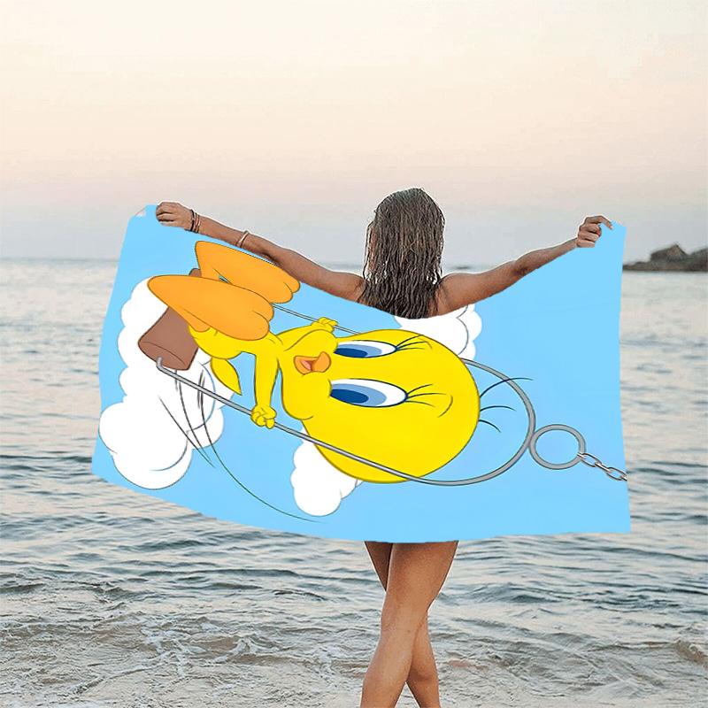 1pc Tweety3 Beach Towel, Beach and Seaside Swimming Pool Equipment, Fashion Pattern, Rectangular, Travel Essentials