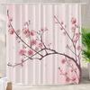 Kirschblüten Vintage Duschvorhang, Aquarellblüten Blühender Japanischer Kirschbaum Rosa Blüte Wasserdichte Badezimmer Vorhänge