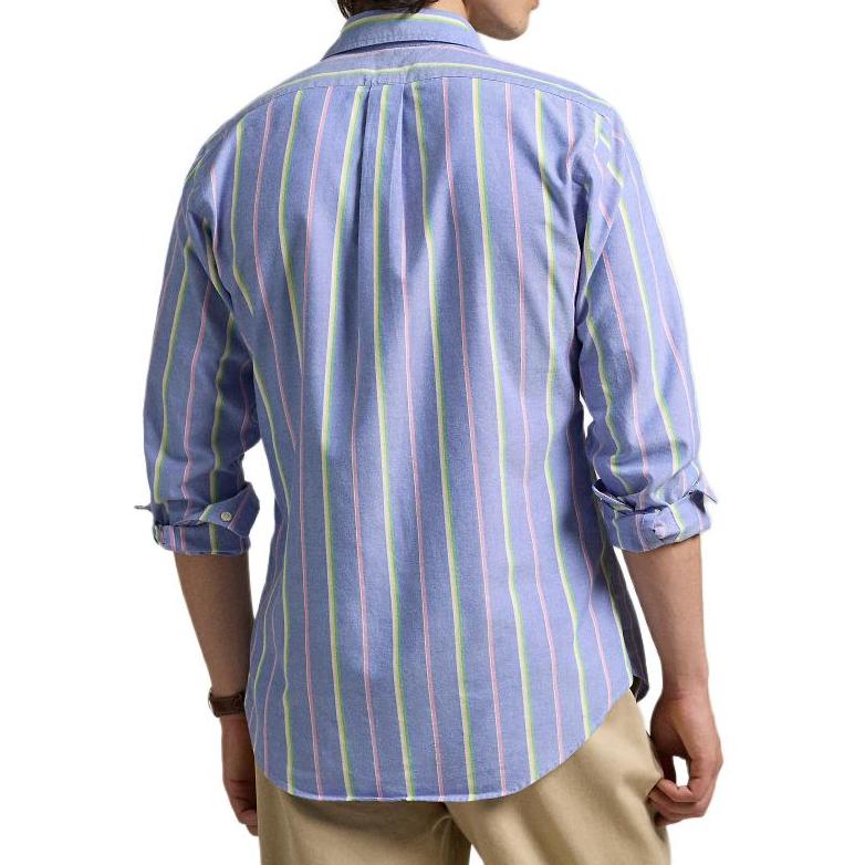 Camicia a Maniche Lunghe Monopetto a Righe Ricamate con Logo Polo Ralph Lauren Uomo shirts Multicolore MNPOWOV16823878-400