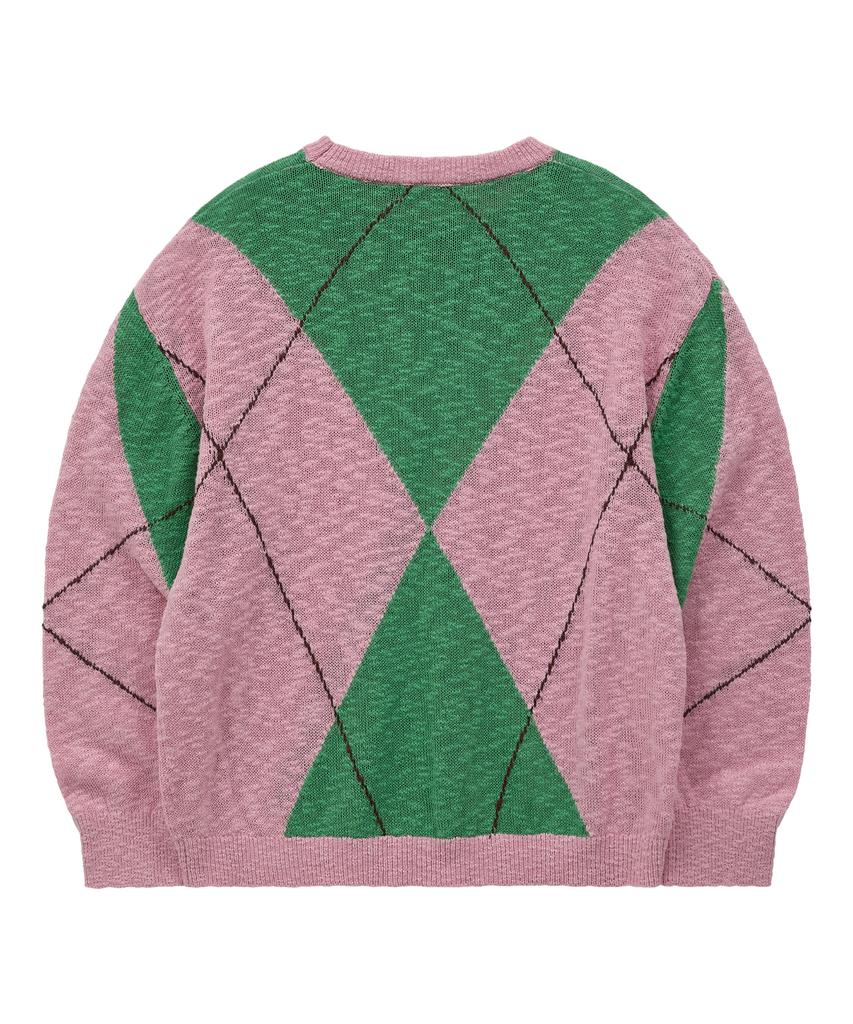 WAIKEI Big Argyle Boucle Knit Green