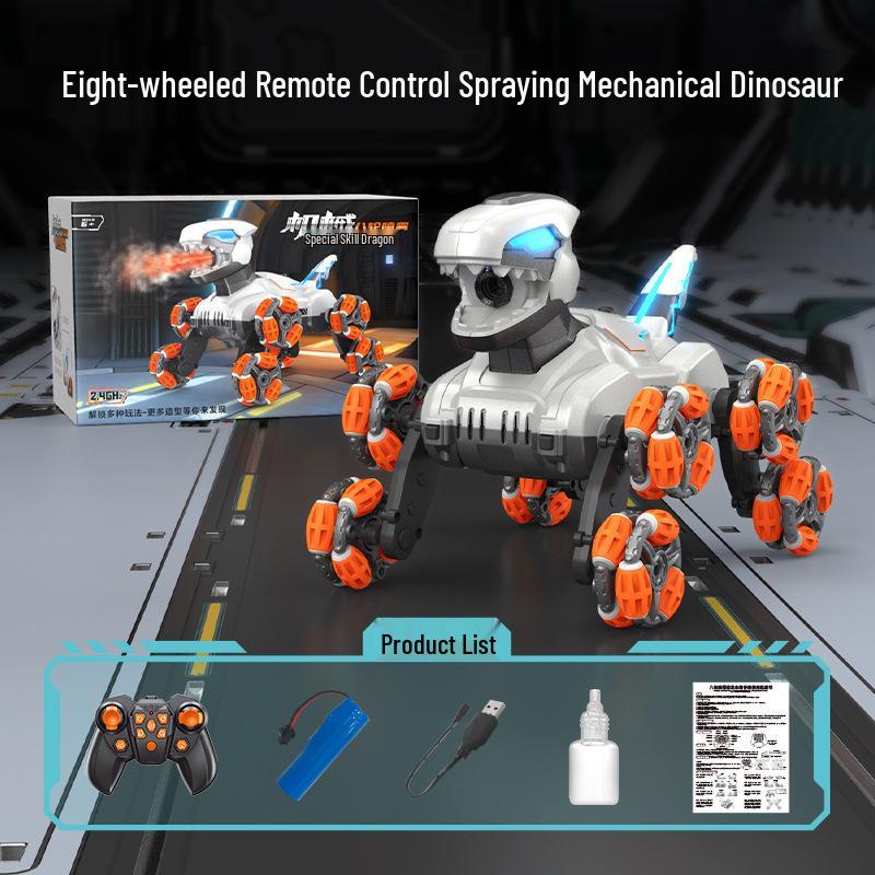 Gesture-Control Dinosaur Stunt Car: 8-Wheel Drift, Spray, Lights & Music Toy