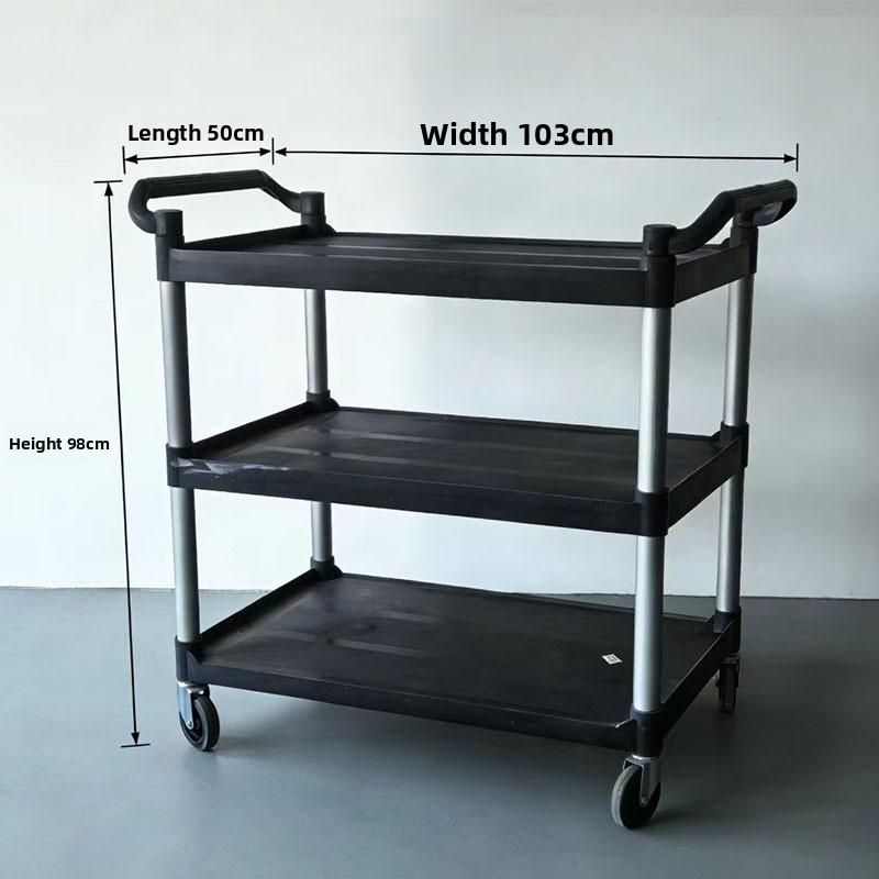 Three Layer Large Capacity Service Cart for Restaurants Hotels Mobile Push Cart Four Wheel Food Trolley Easy Transport Trolley