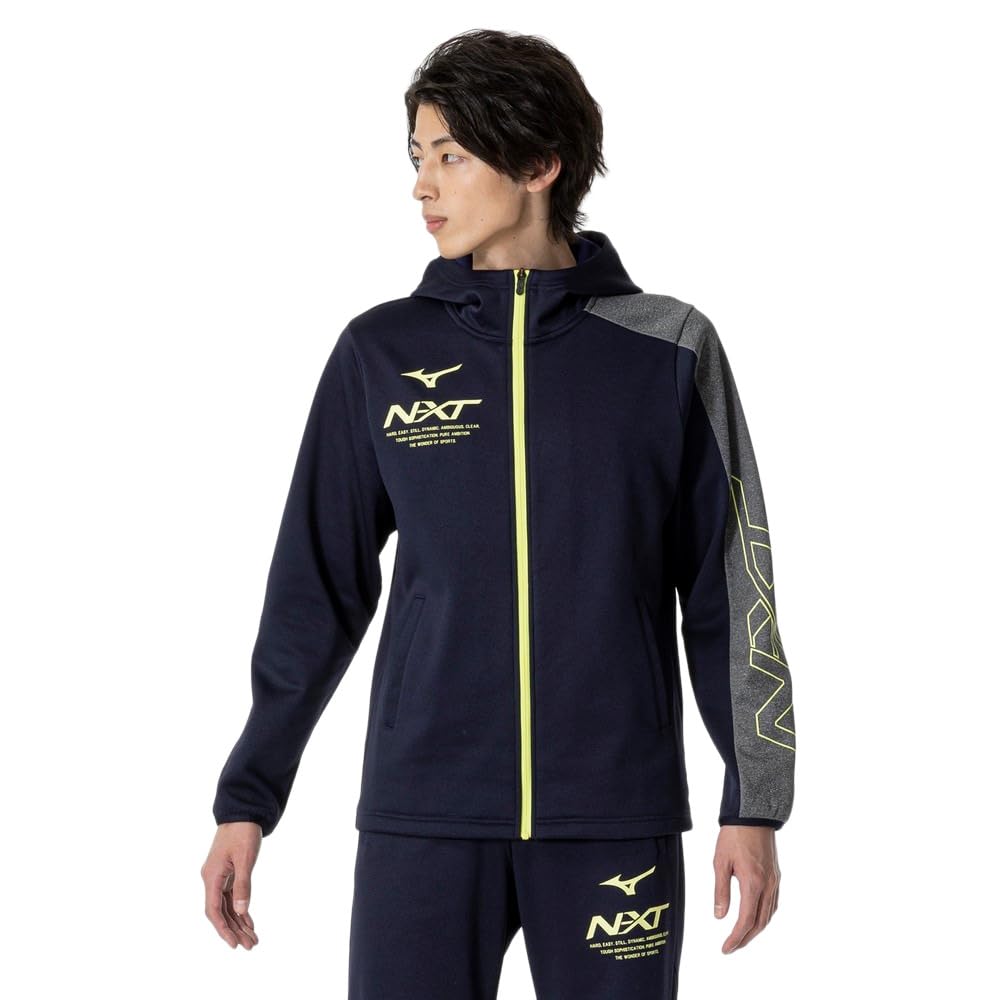 

Mizuno Sweat Training Size Medium N-XT Hoodie, Fleece-Lined Jacket, 32JCA760, Navy,