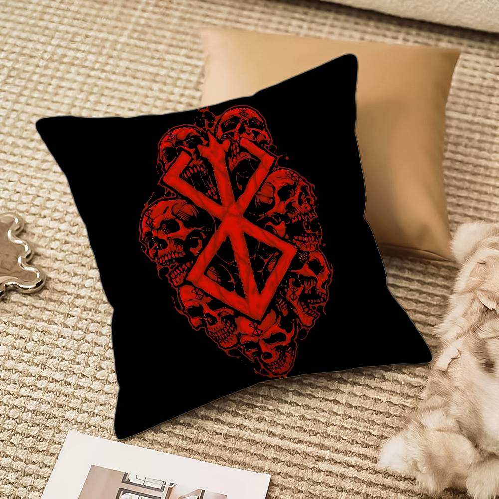 

Classic Hotblooded Anime Berserk Pillow Case Antidustmite Invisible Zipper Sofa Bed 30x30 cm