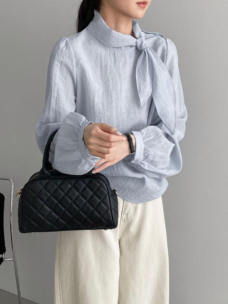 Early Spring French Style Ribbon Shirt - Women's Elegant Slim Fit Top