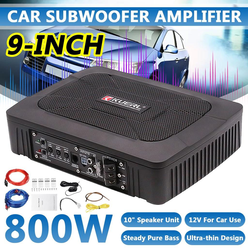 800W 9 Inch 12V Car Under Seat Slim Sub Woofer AMP Super Bass Car Amplifier Active Subwoofer Subwoofers Ultra-thin Car Speaker