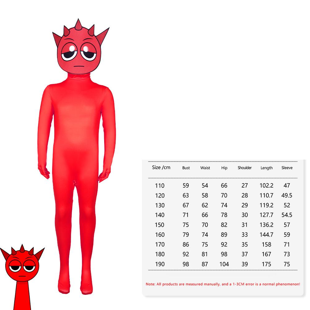 Sprunki Cosplay Costume Adult Kids Monster Horror Game Jumpsuit Bodysuit Carnival Party Role Play Child Girl Clothes