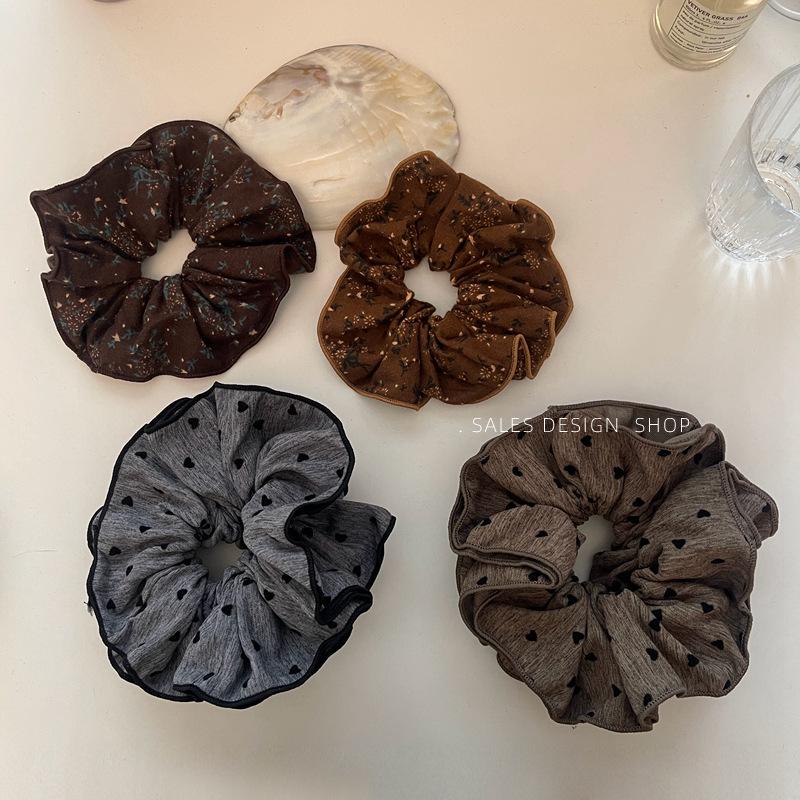 Korean Heart-Shaped Slim Waist Floral Double Layer Hair Tie - Elegant & Versatile Hair Accessory