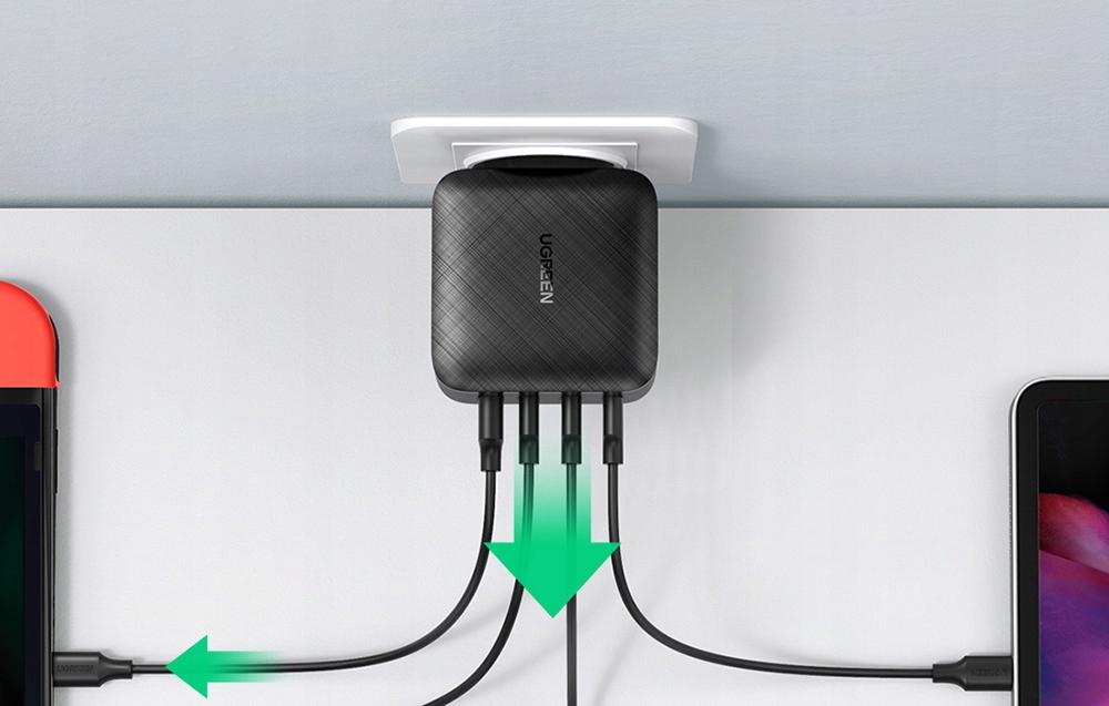 UGREEN cd224 wall charger 65W 4 ports Black