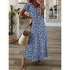 Europäisches und Amerikanisches Mode V-Ausschnitt Damenkleid