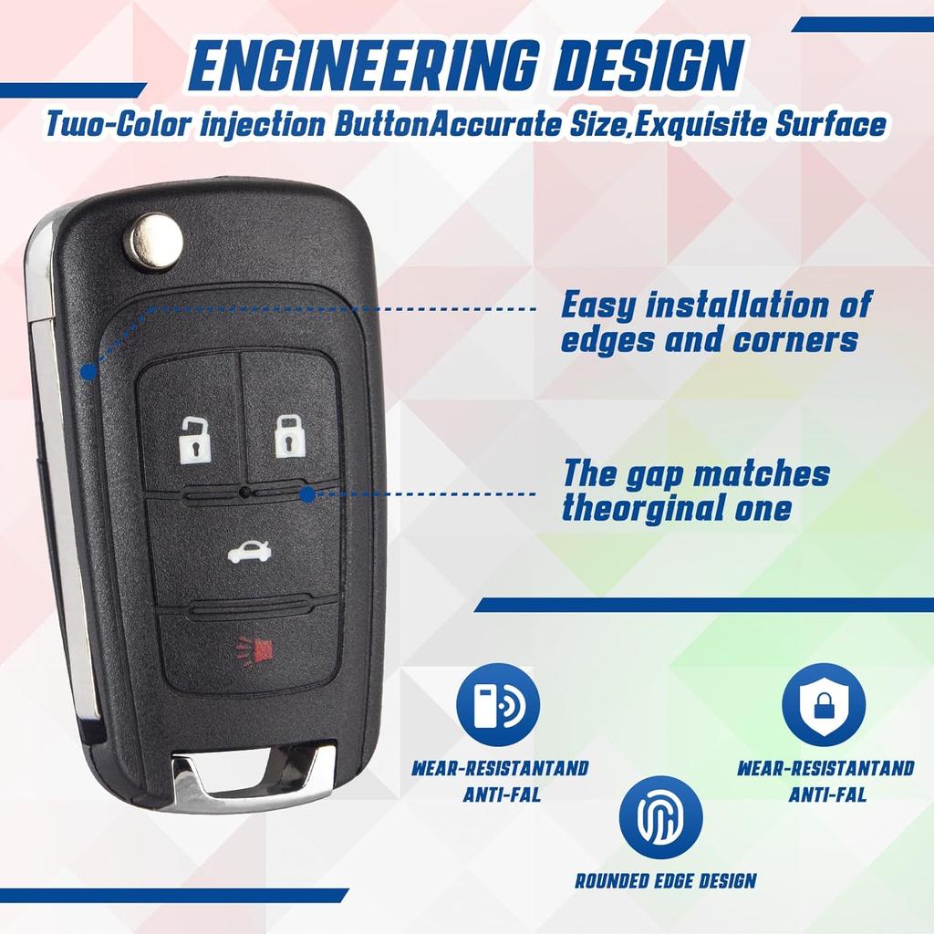 Key Fob Keyless Entry Remote Compatible with Chevy Cruze/Camaro/Impala/Equinox/GMC Terrain/Buick Lacrosse/Regal/Verano/Encore 2010- Car Key