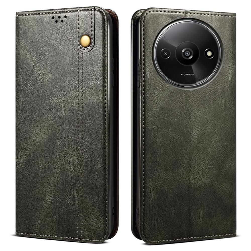 

For Xiaomi Redmi A3 4G/Poco C61 4G Case Crazy Horse Texture Waxy Leather Wallet Stand Phone Cover Green