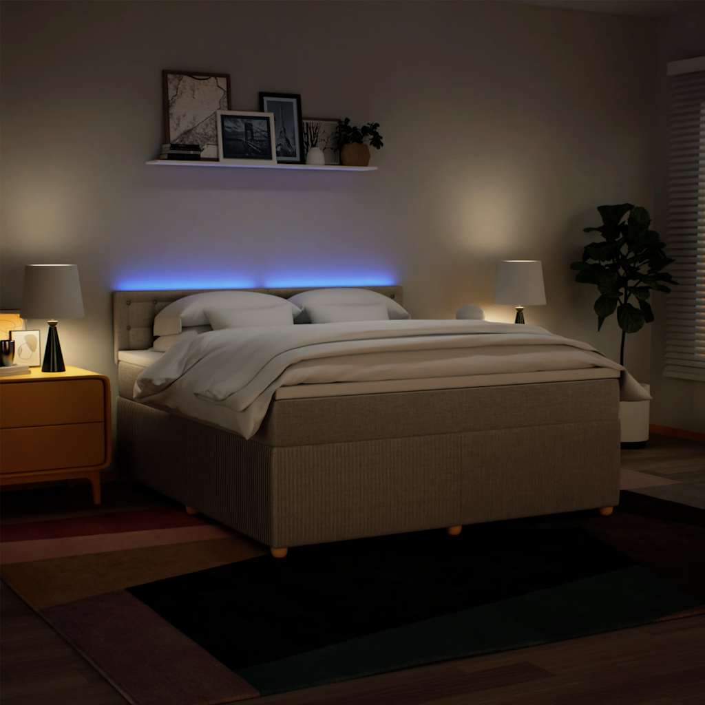 Box Spring Bed with Mattress Cream 180 x 200 cm Fabric