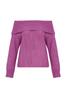 Women's Fashion Stylish Sweater Plum Soft Textured Carmen Collar Knitwear Sweater