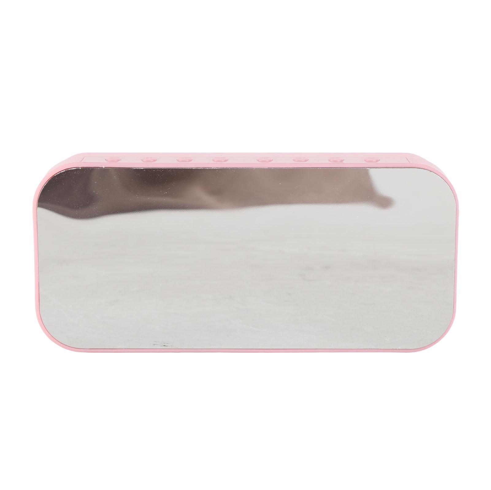 

Будильник Bluetooth-динамик с аккумулятором, большой объем, зеркальный дисплей, портативные цифровые часы розовый