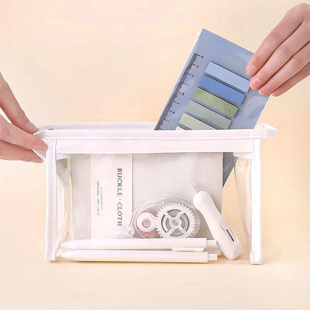 Waterproof Pencil Case PVC Stationery Storing Bag Simple Stationery Bag  Gift