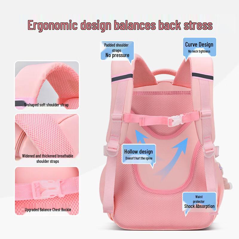 Girls' Ergonomic Large Capacity School Backpack