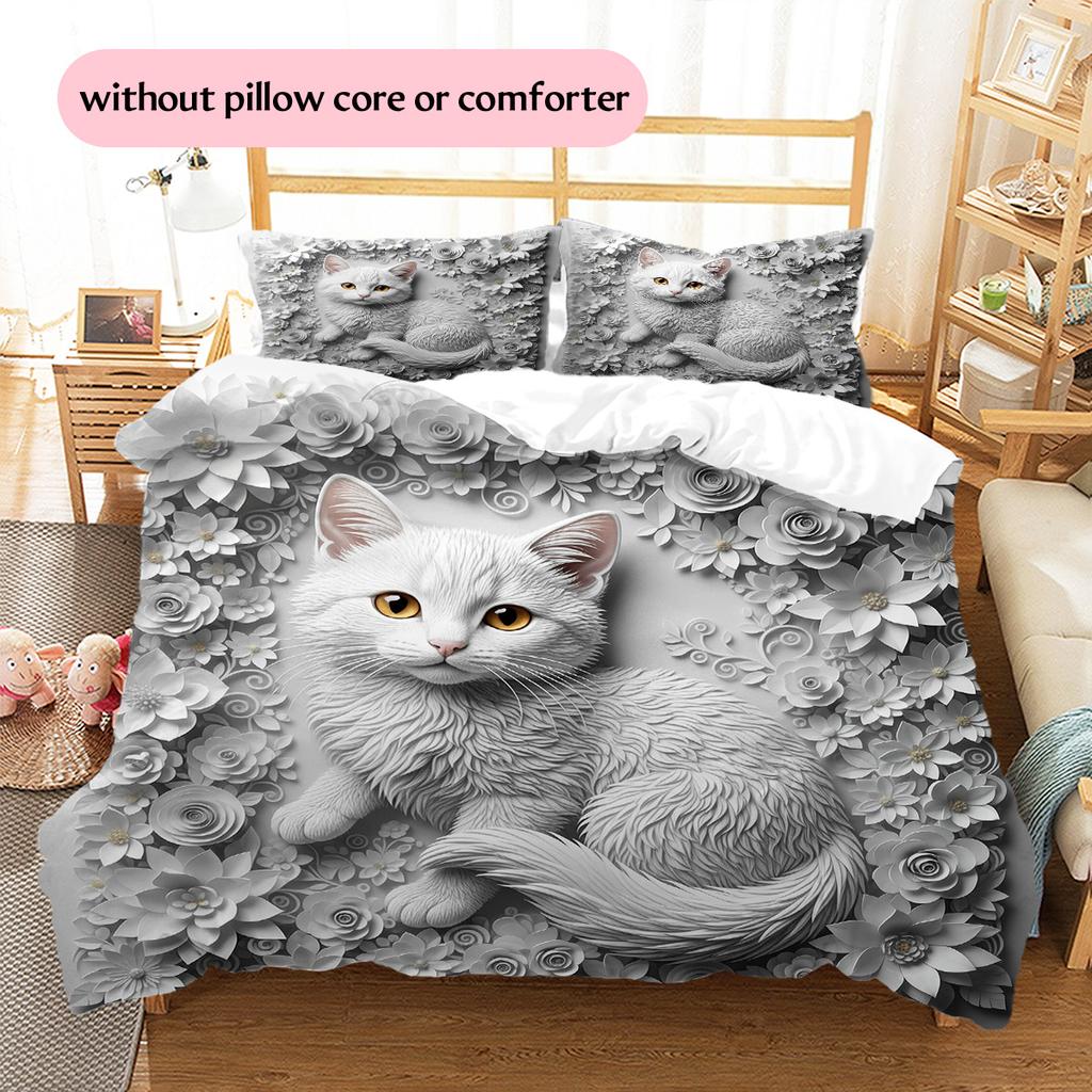 Relief Animals Pattern Bedding Quilt Set  Home Decoration  Gift (1 * duvet cover + 2 * pillowcase  without core)