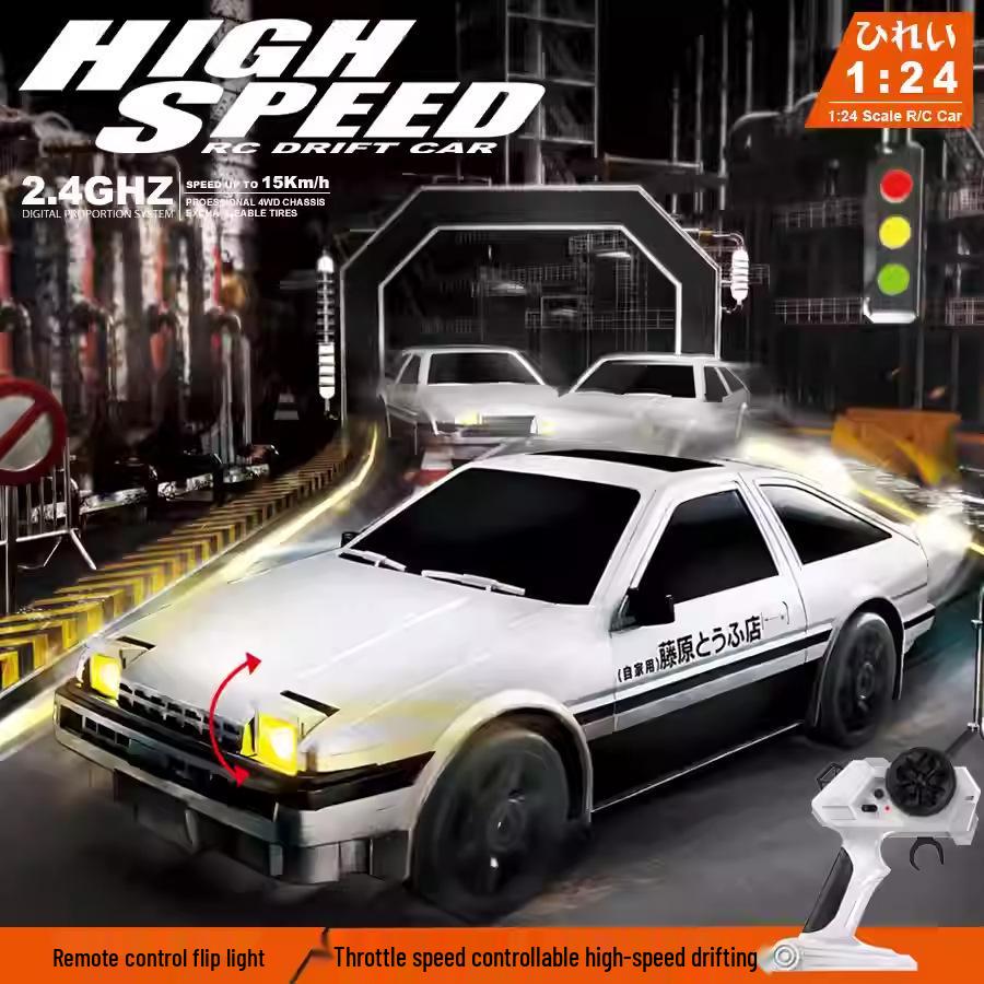 High-Speed AE86 Drift RC Car with Flip-up Lights - 4WD Racing Toy for Kids