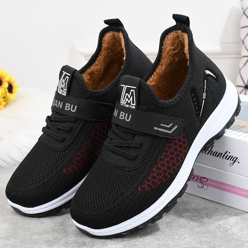 

Жіночі зимові кросівки на підкладці зі штучного хутра, на відкритому повітрі, протиковзаючі, теплі спортивні туфлі, повсякденні, легкі, дихаючі, з флісовою підкладкою, кросівки для жінок 37