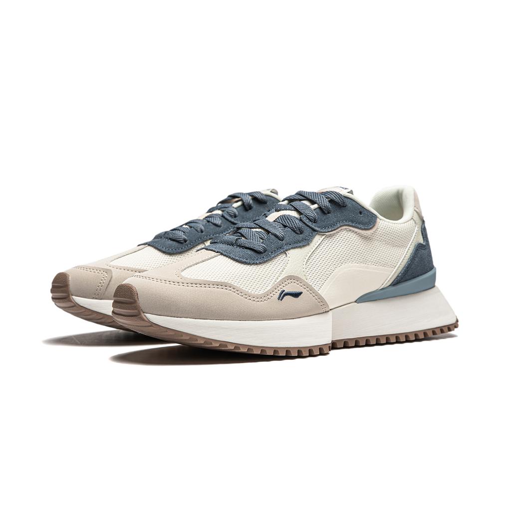 Li Ning Zaiwu Cushioning Slip Resistant Abrasion Resistant Height Increasing Low top Casual Shoes Men's White Gray Blue AGCV469-3
