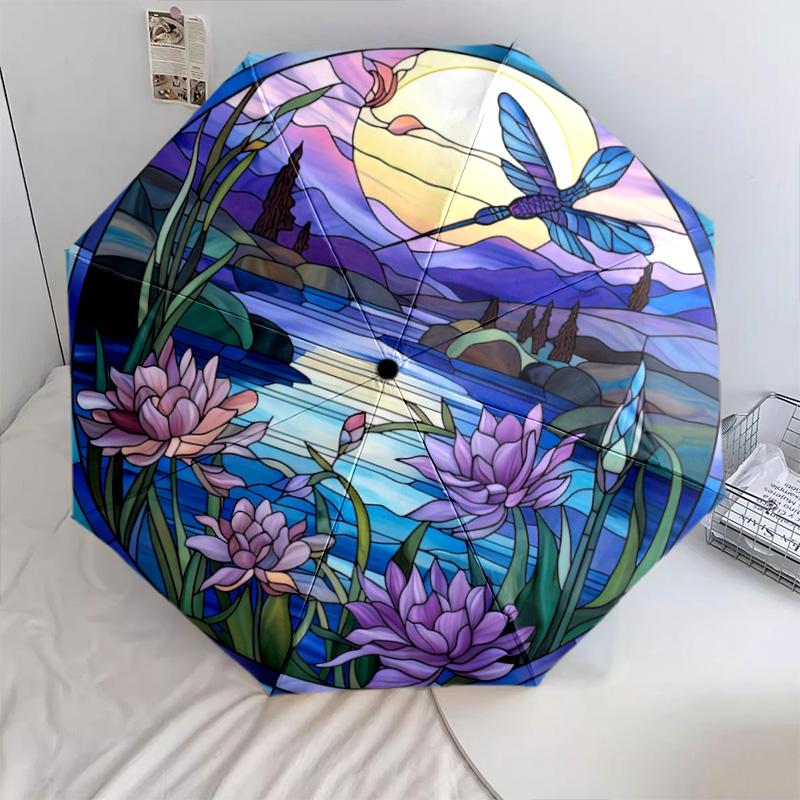 Butterflies Flowers Automatic Umbrella - Suitable Travel Outdoor Portable Umbrella Birthday Gift Daily Essentials