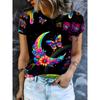 Summer Round Neck Women's T-shirt Fashion 3D Printing Colorful Floral Print Short Sleeve T-shirt Casual Sports Top
