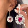 Huitan Brilliant Red CZ Dangle Earrings for Women Wedding Engagement Party Luxury Female Earrings Fancy Gift New Trendy Jewelry
