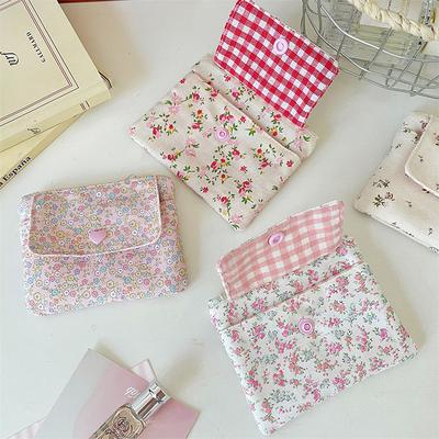 Porte-cartes à fleurs style ins, porte-monnaie, porte-carte d'identité, protection pour cartes bancaires, petit portefeuille, organisateur de clés, double couche