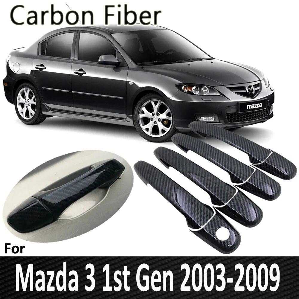 

Черное углеродное волокно для Mazda 3 BK Sedan Hatch MPS 2004 2005 2006 2007 2008 2009, крышка дверной ручки, наклейка на ремонт, автомобильные аксессуары