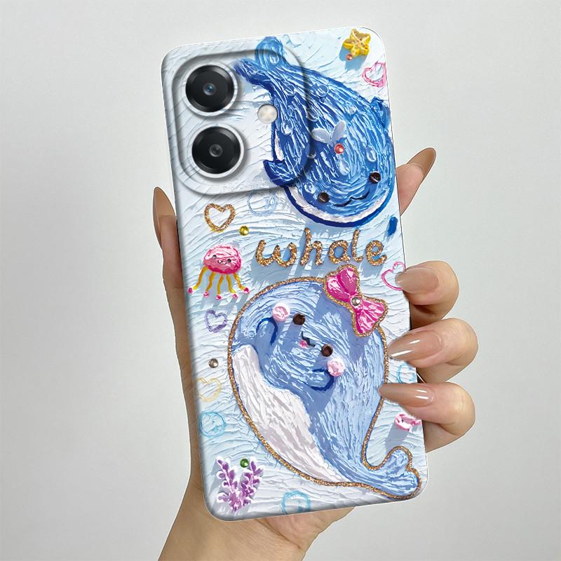 For OPPO A3 4G Phone Case A40 A40m CPH2669 CPH3669 Soft Silicone Sweet Painted Funda Coque Cartoon Printed Protective Back Cover