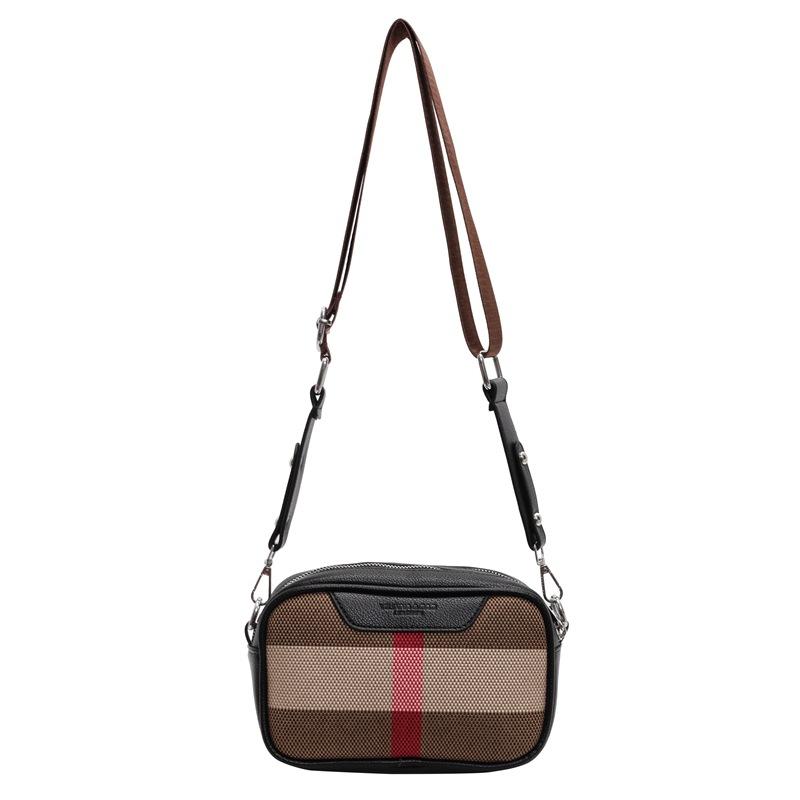 Small Square Bag Women's New Contrasting Color Plaid Shoulder Bag, High-end Versatile Messenger Bag, Wide Shoulder Strap Women's Bag