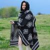 Hooded Shawl Wrap for Women Soft Open Front Poncho Cape Plaid Scarf Blanket Lightweight Shawl Women's Oversized Casual Shawls Cardigan for Fall Spring