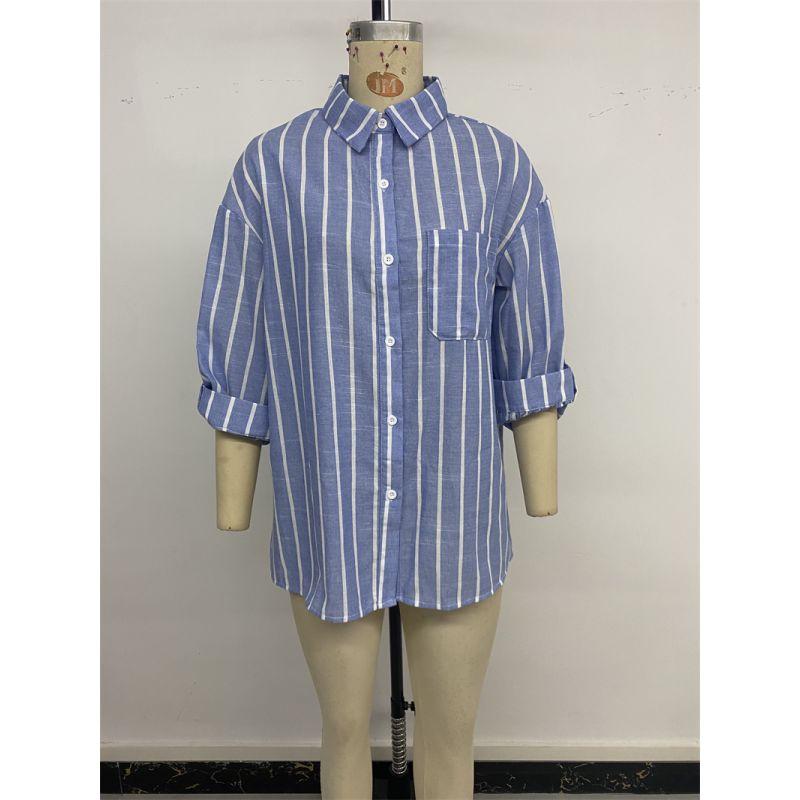 Autumn Women Blouse Casual Ladies Tops Autumn Loose Casual Stripe Shirts