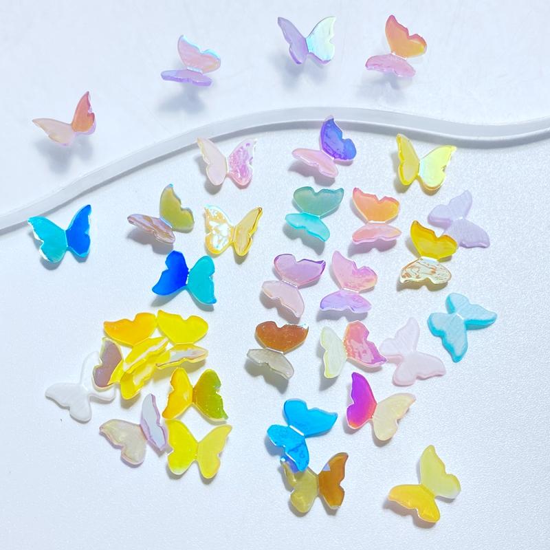 40Pcs New Cute Mini 8*10mm Cartoon Butterfly Flat Back Resin Cabochons Scrapbooking DIY Jewelry Craft Decoration Accessories