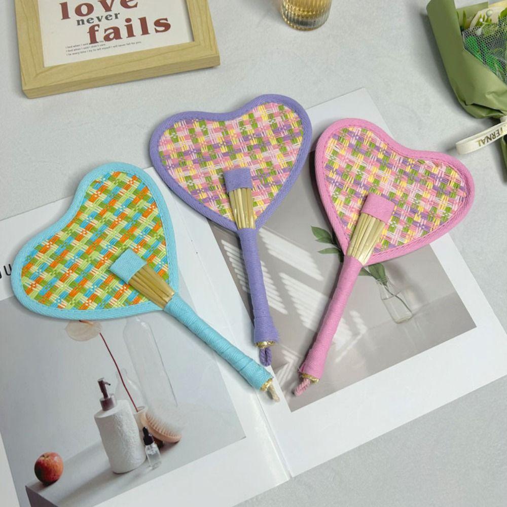 Colourful Weaving Fan Hand-cranked Craft Fan Portable Handheld Fan  Home Decor
