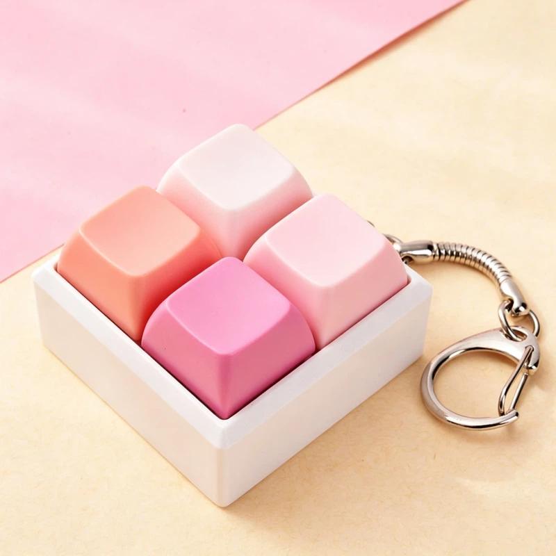 Mini 4 Keys Mechanical Keyboard Fidget Keychain Satisfying Click Sound Unique Gift for Keyboard Enthusiasts Friends