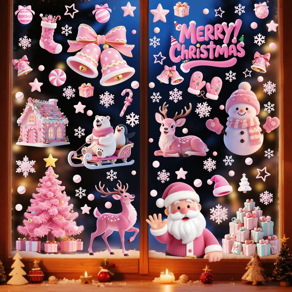 Weihnachts-Fenstersticker mit 9 Bögen wiederverwendbarer Nikolaus-Aufkleber für Glasdekoration und saisonale Atmosphäre